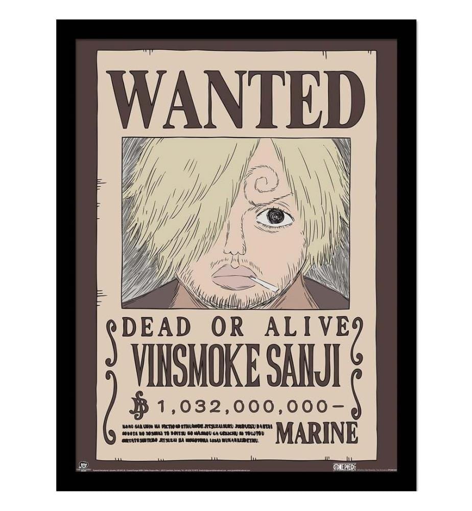 One Piece - Poster encadré motif Sanji WANTED
