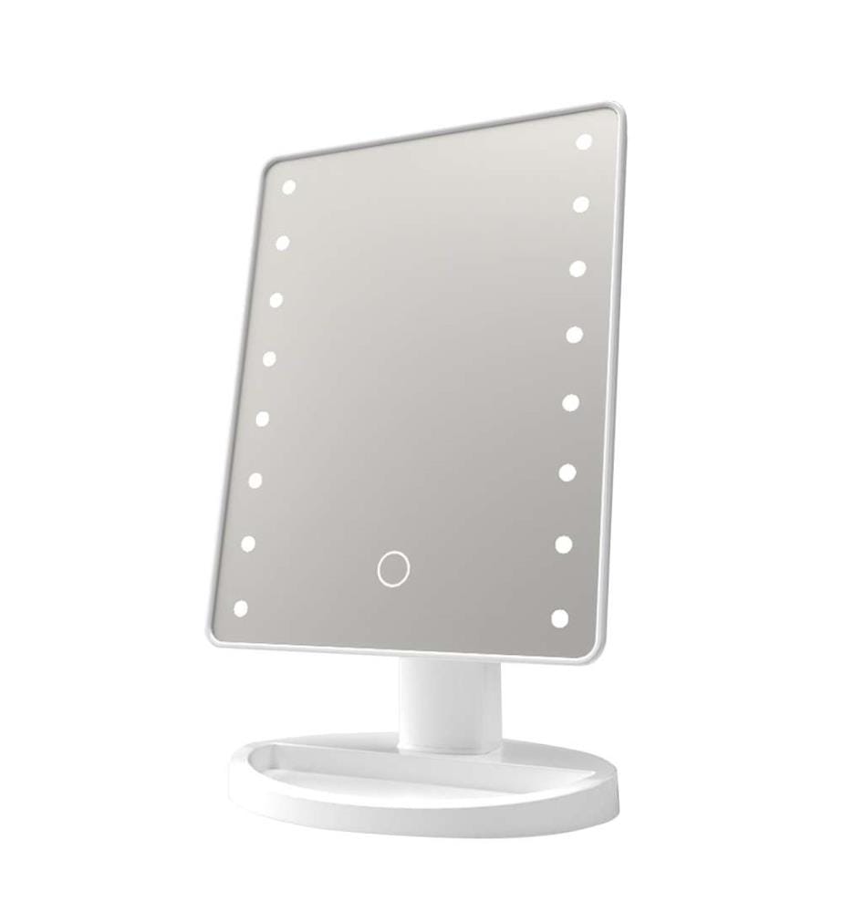 Miroir de maquillage avec 16 lumières LED Capteur tactile, rotation 180° - Blanc