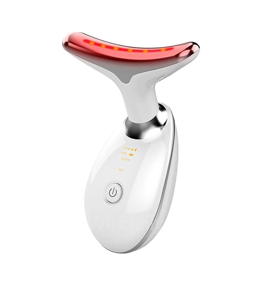 Masseur facial anti-rides avec 3 modes d'utilisation, EMS, chaleur comprimée et 7 lumières LED - Blanc