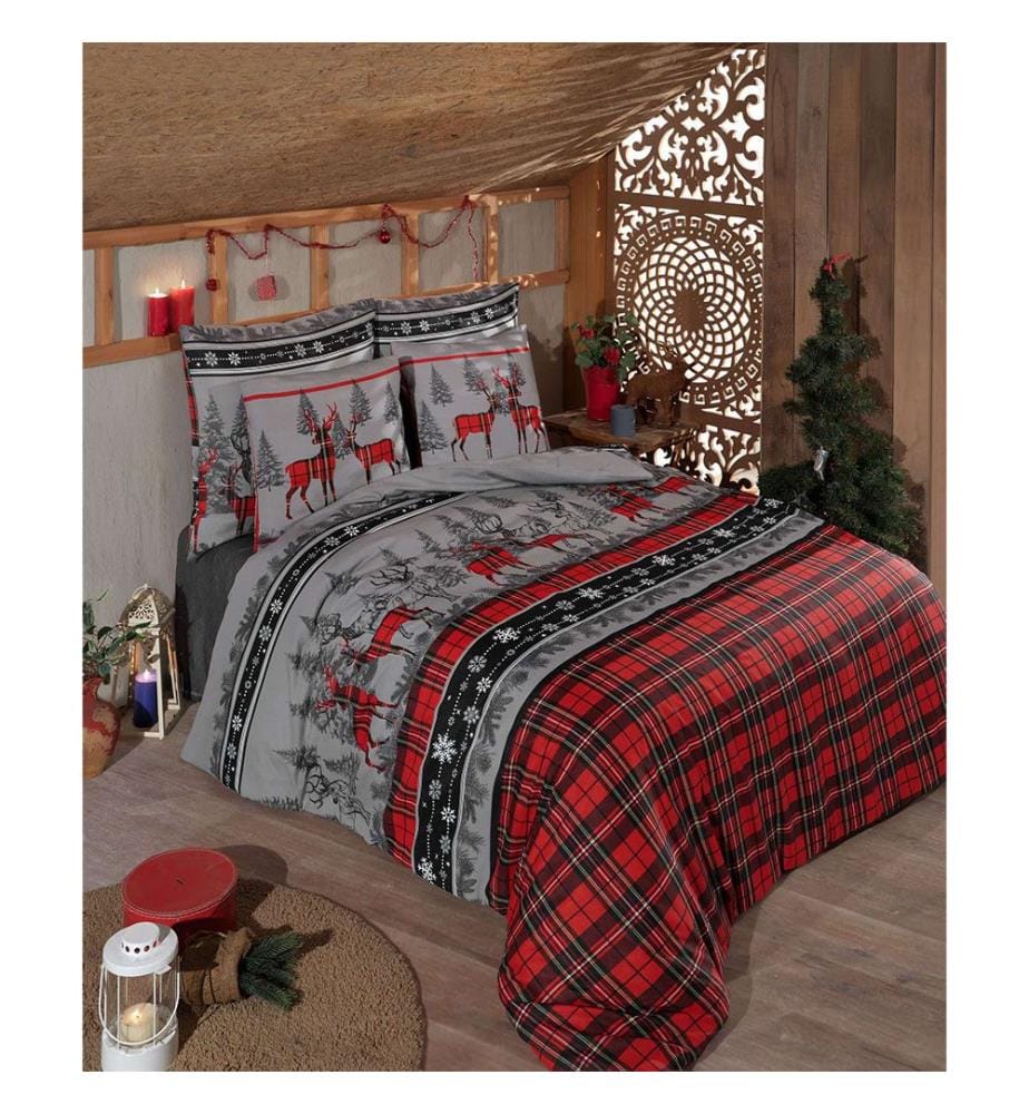 Ensemble de housses de couette simples - Rouge Gris Noir