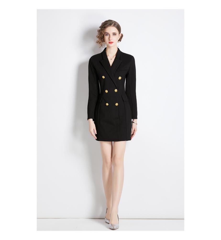 Robe-blazer à double boutonnage - Noir