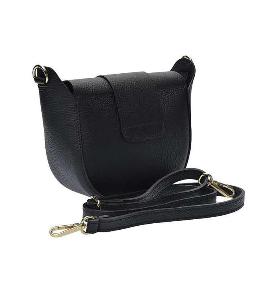Mini sac à bandoulière à rabat en cuir - Noir