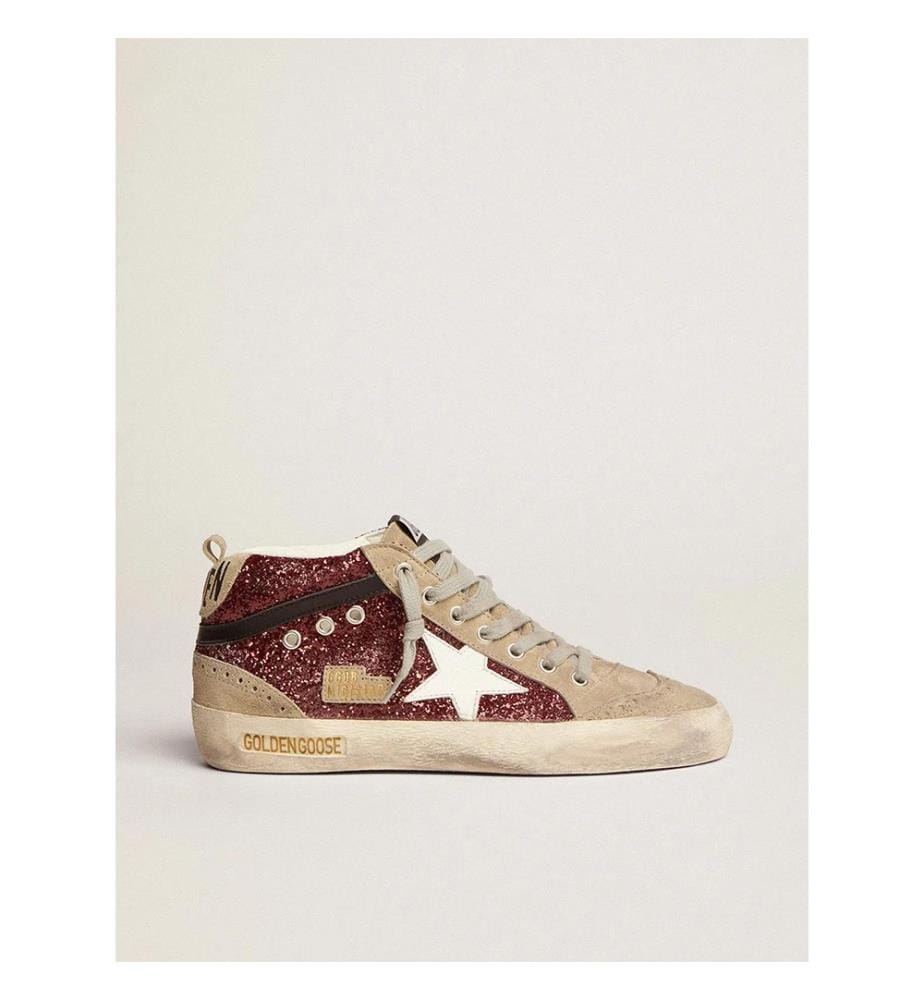 Baskets Mid Star femme - Bordeaux, taupe, blanc, noir