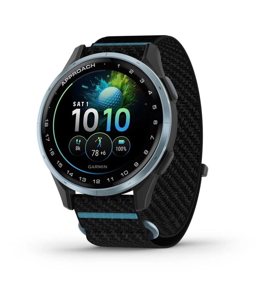 Montre connectée Approach J1 avec bracelet en tissu ComfortFit, 43 mm - Noir et Bleu