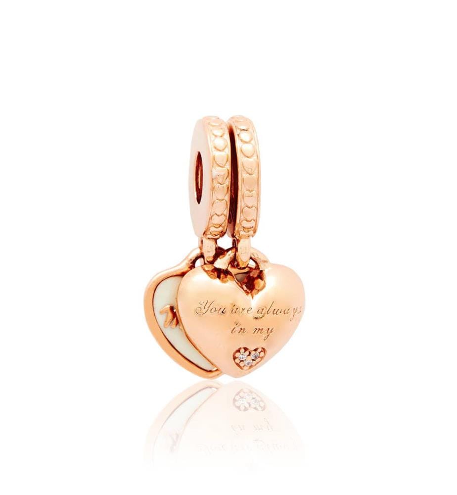Charm Pendentif Mère et fille Coeur Rose