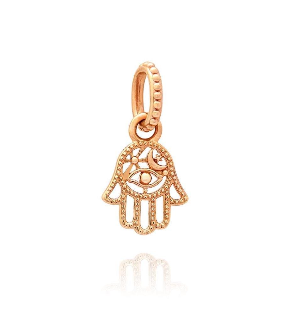 Charm Pendant Main de Fatma Protectrice - Métal Doré à l'Or Rose