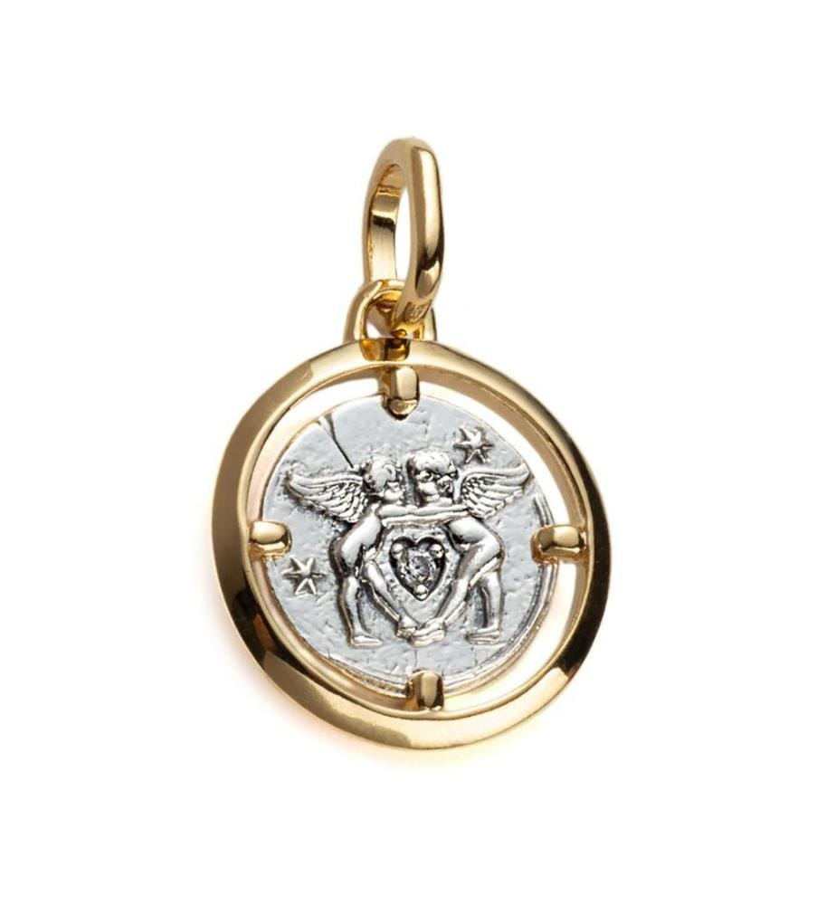 Pandora Cupid Medallion Charm - Argent et or