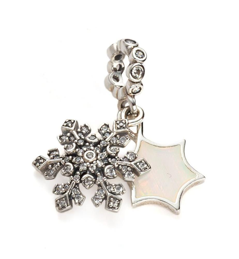 Pandora Pendentif double flocon de neige opalescent - Argent