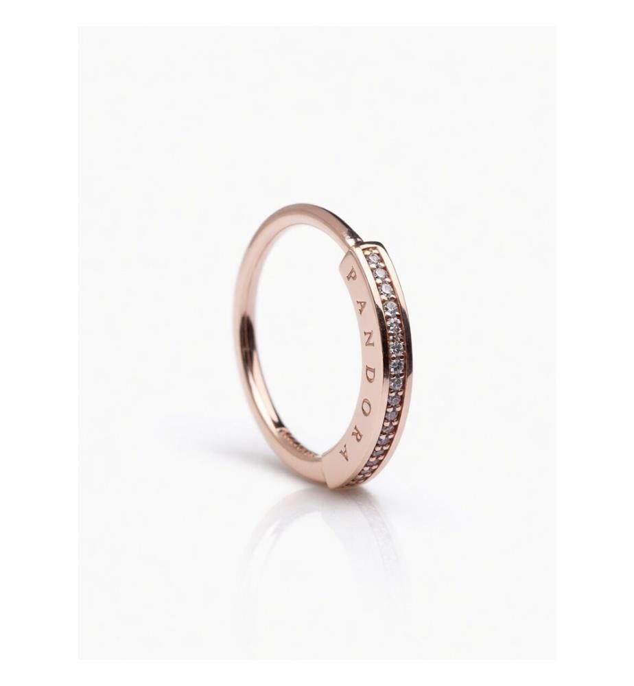 Pandora Rose Bague en zircon avec logo Pandora - Plaqué or rose