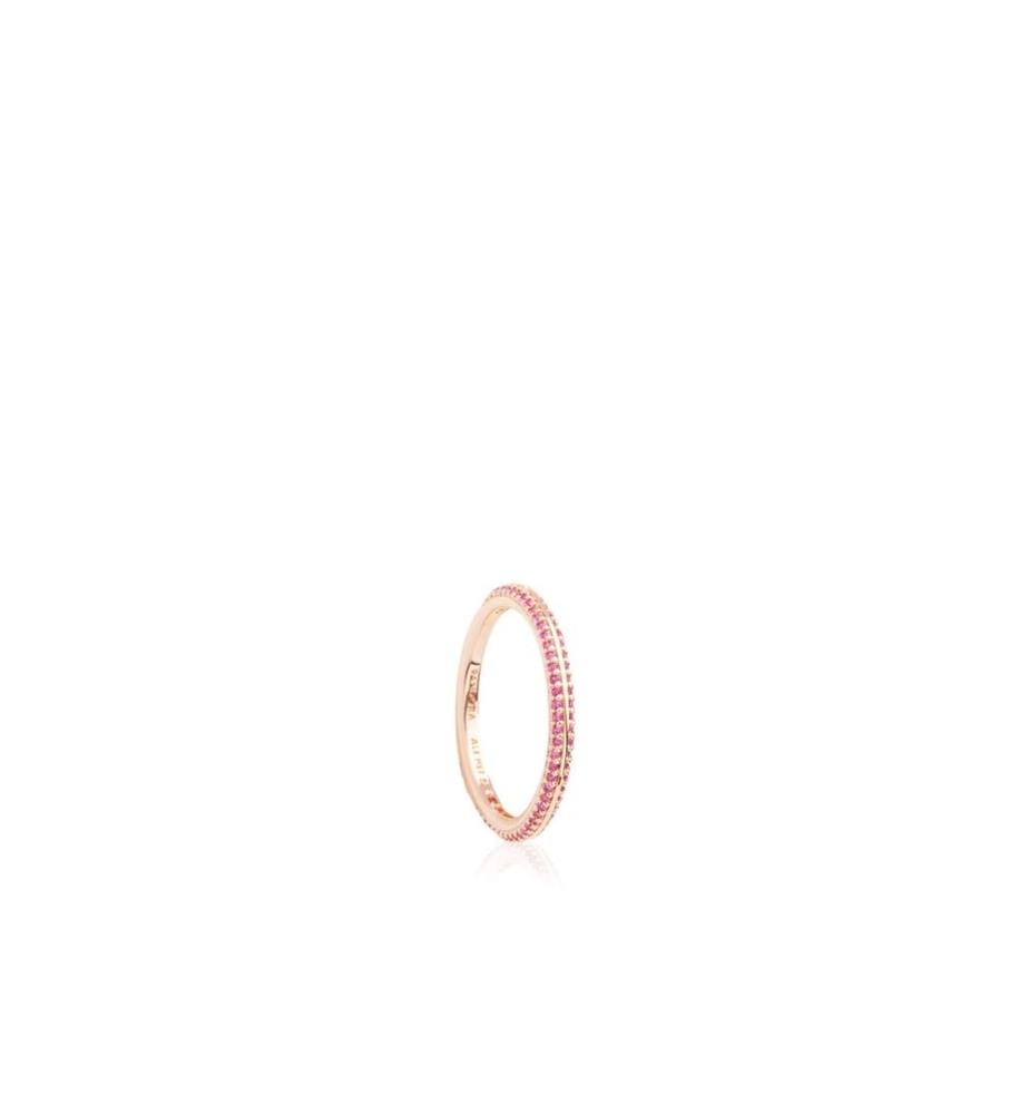 Bague plaquée or rose 14K avec rubis synthétique - or rose/rose