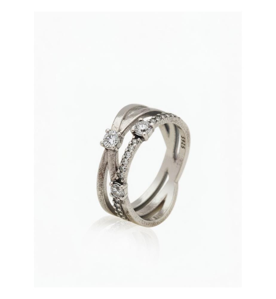 Bague étincelante à trois anneaux - Argent