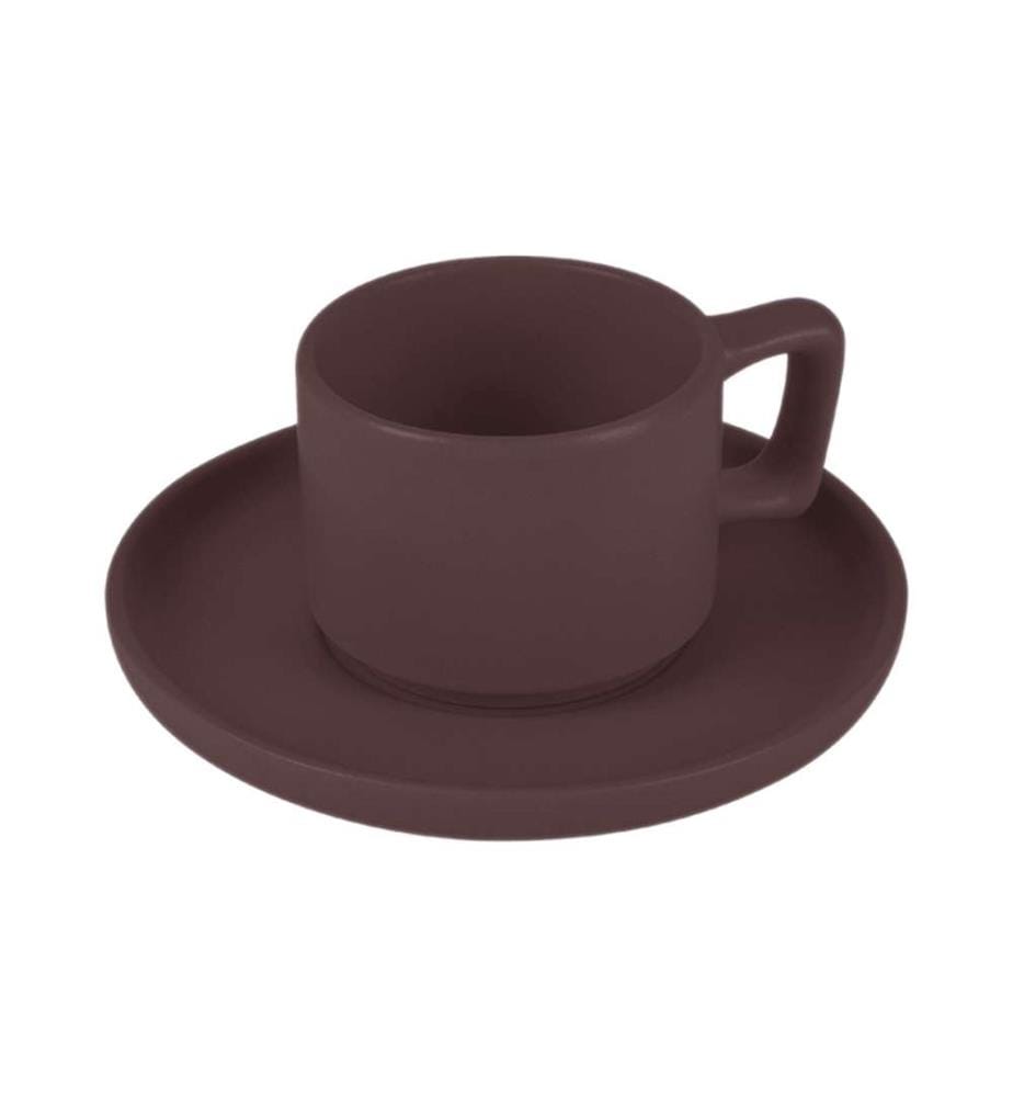 Lot de 4 tasses à café 100 ml, Leonardo Collection - Matt Bordeaux