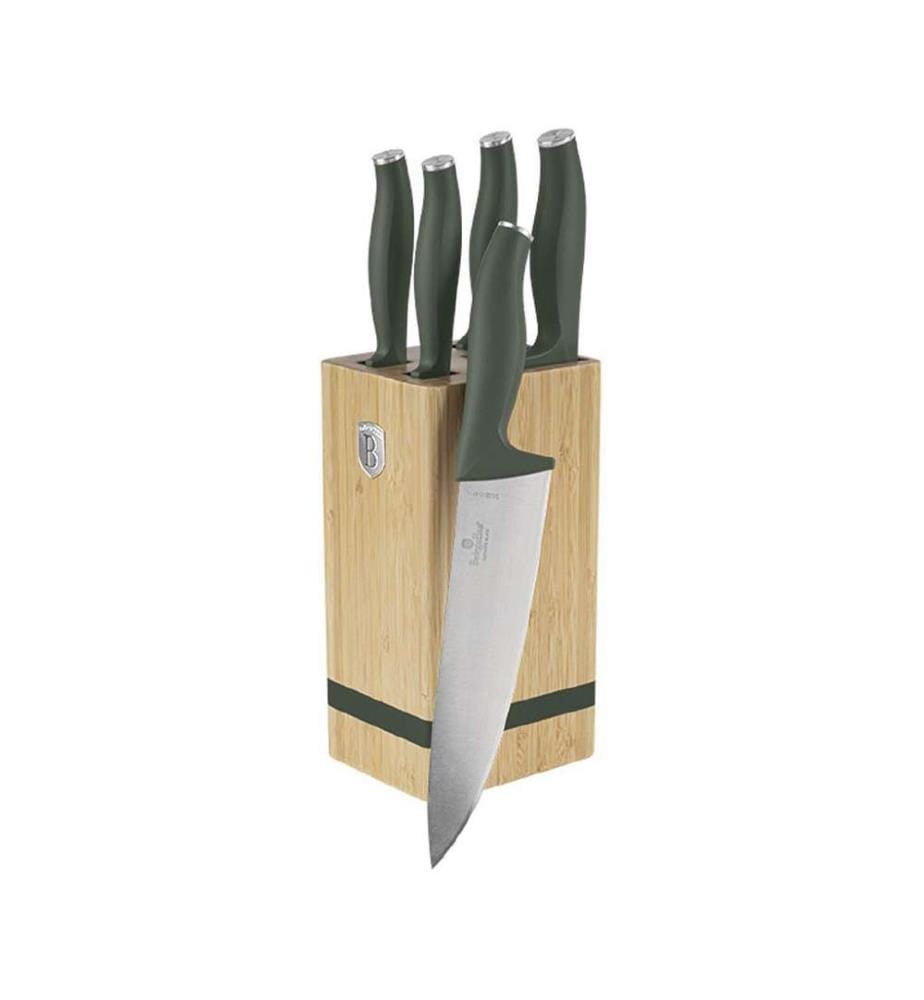 Ensemble de 6 couteaux avec bloc à couteaux Matte Green Collection - Vert mat