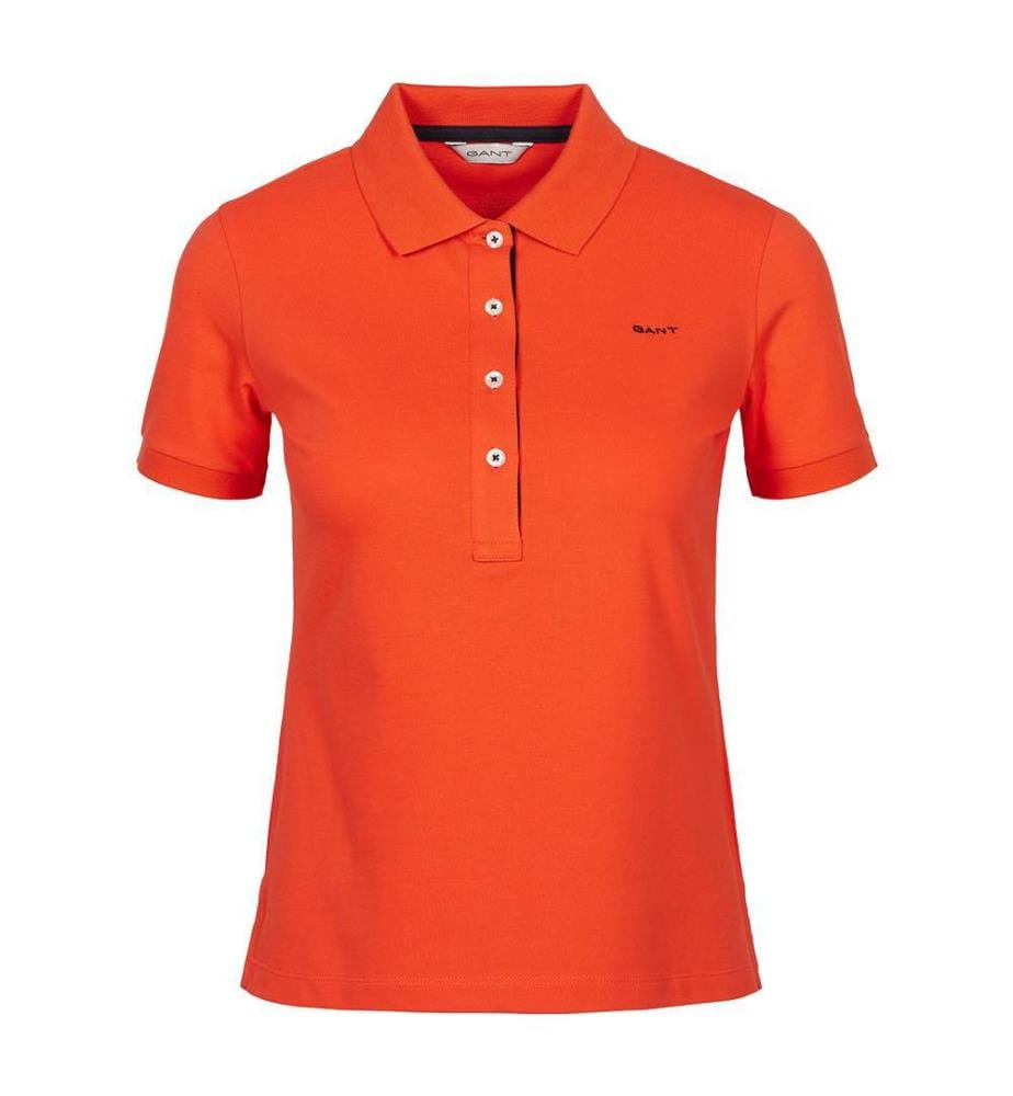 Polo en piqué à col contrasté - Orange Rouge