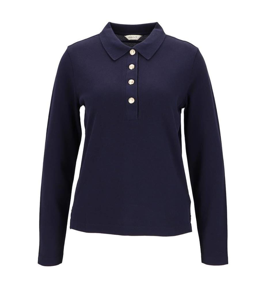 Polo manches longues en piqué Regular - Bleu Marine / Navy