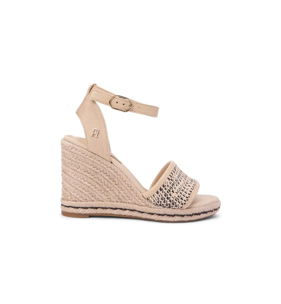Espadrilles en Raphia à Talon Haut Compensé - Beige