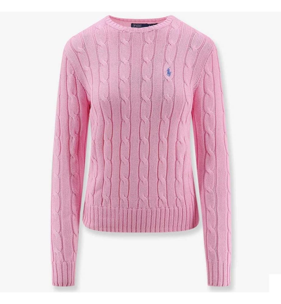 Pull en coton avec logo brodé sur le devant - Rose