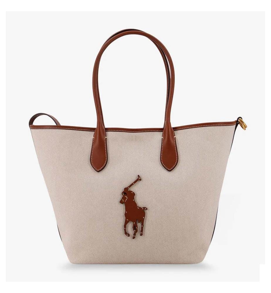 Sac à bandoulière en toile avec logo sur le devant - Naturel