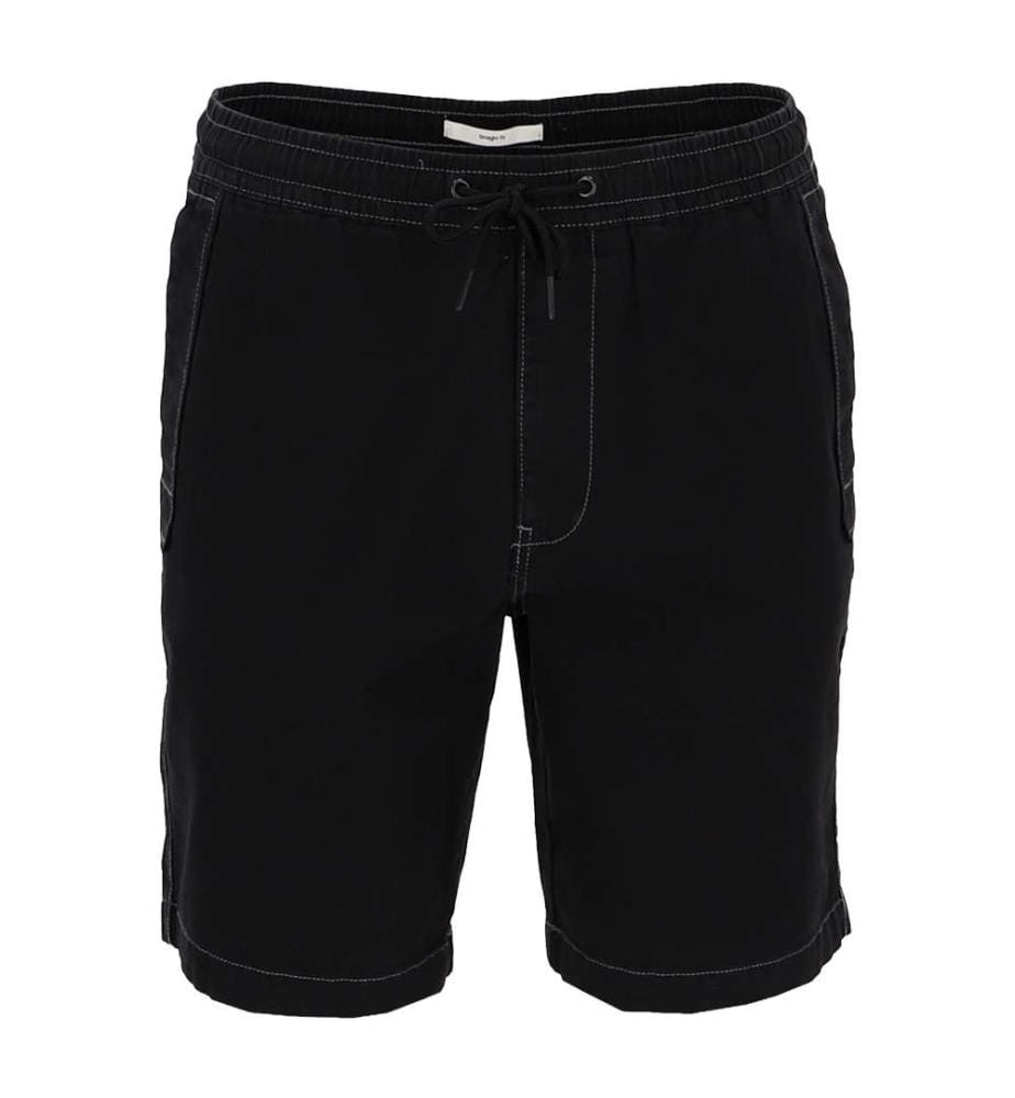 Short à Cordon de Serrage en Toile de Coton - Noir
