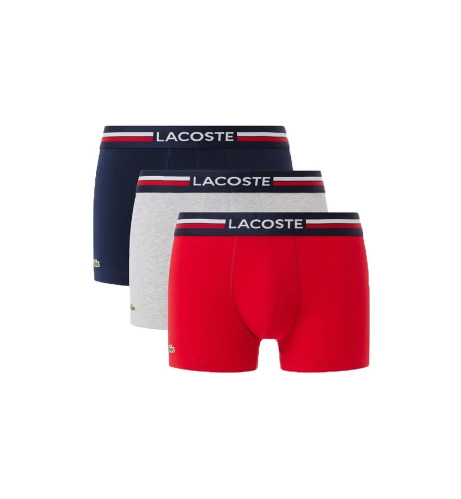 Lot de 3 slips de bain - Bleu marine, Chine argenté et rouge