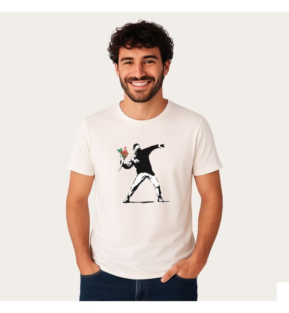 T-Shirt Blanc Banksy Love