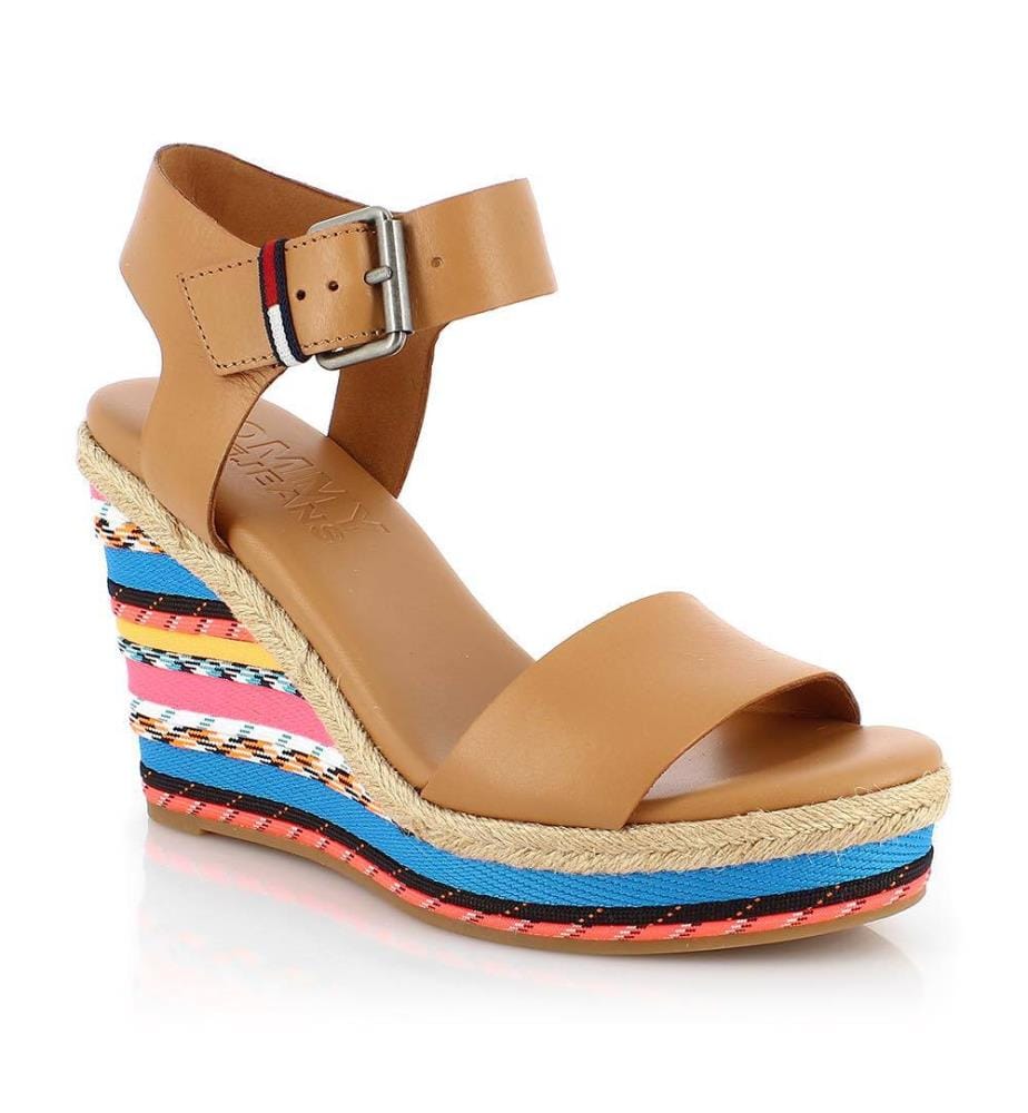 Sandales compensées en cuir