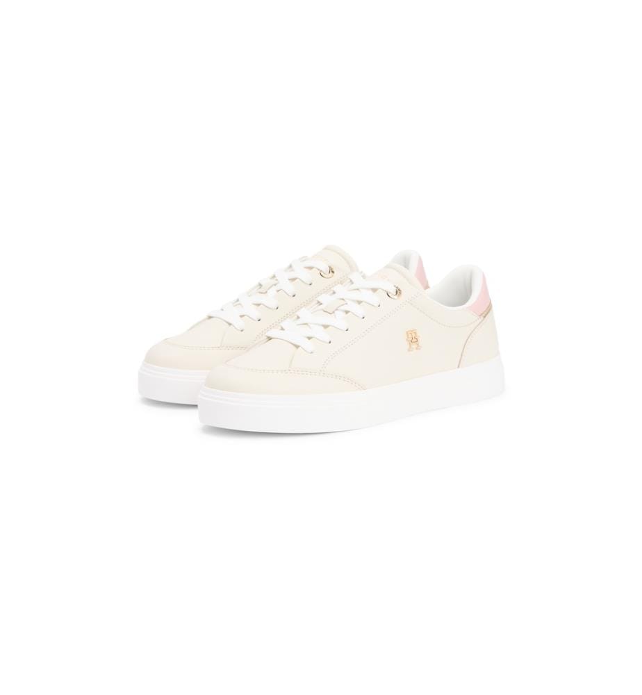 Baskets en cuir semelle cuvette et monogramme - Soft cream