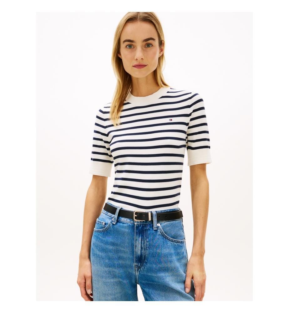 Pull en Jersey - Blanc et Marine
