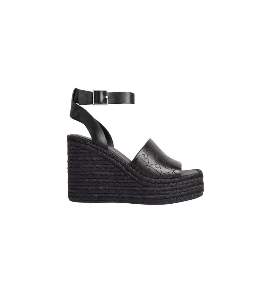 Sandales Espadrilles Talon Compensé en Cuir - triple black