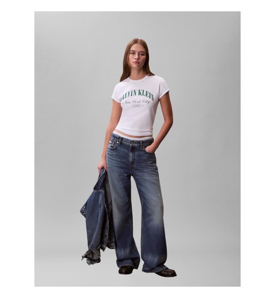 T-Shirt Slim avec Logo Universitaire - Blanc