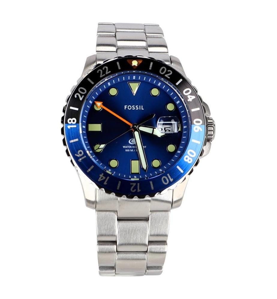 Montre Blue Gmt Acier Inoxydable - Argent