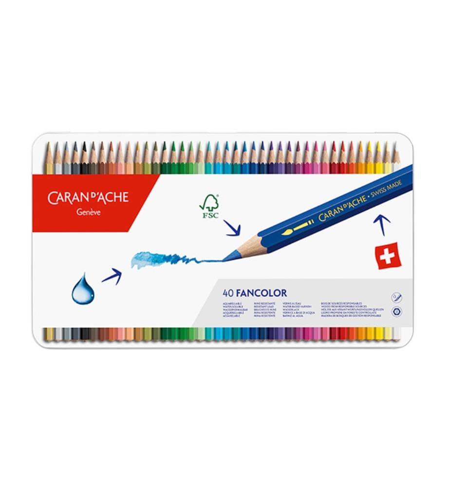 Boite de 40 crayons de couleur solubles à l'eau - Fancolor