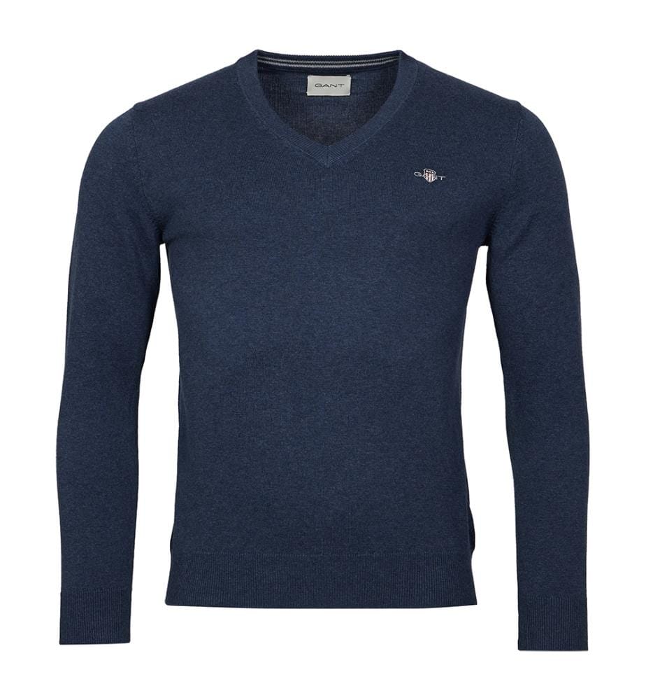 Classic Cotton V-Neck Sweater - Navy