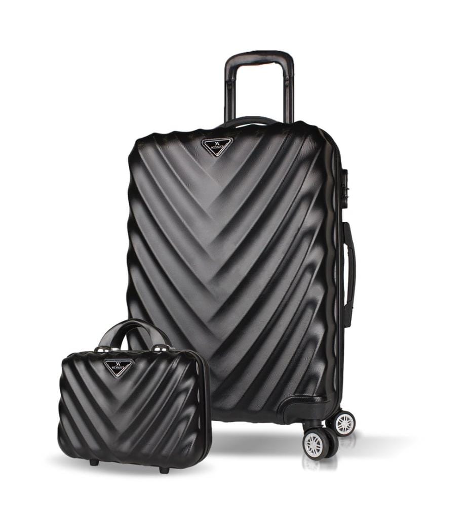 Ensemble de valises, 2 pièces, noir, 100 % ABS, vis en acier