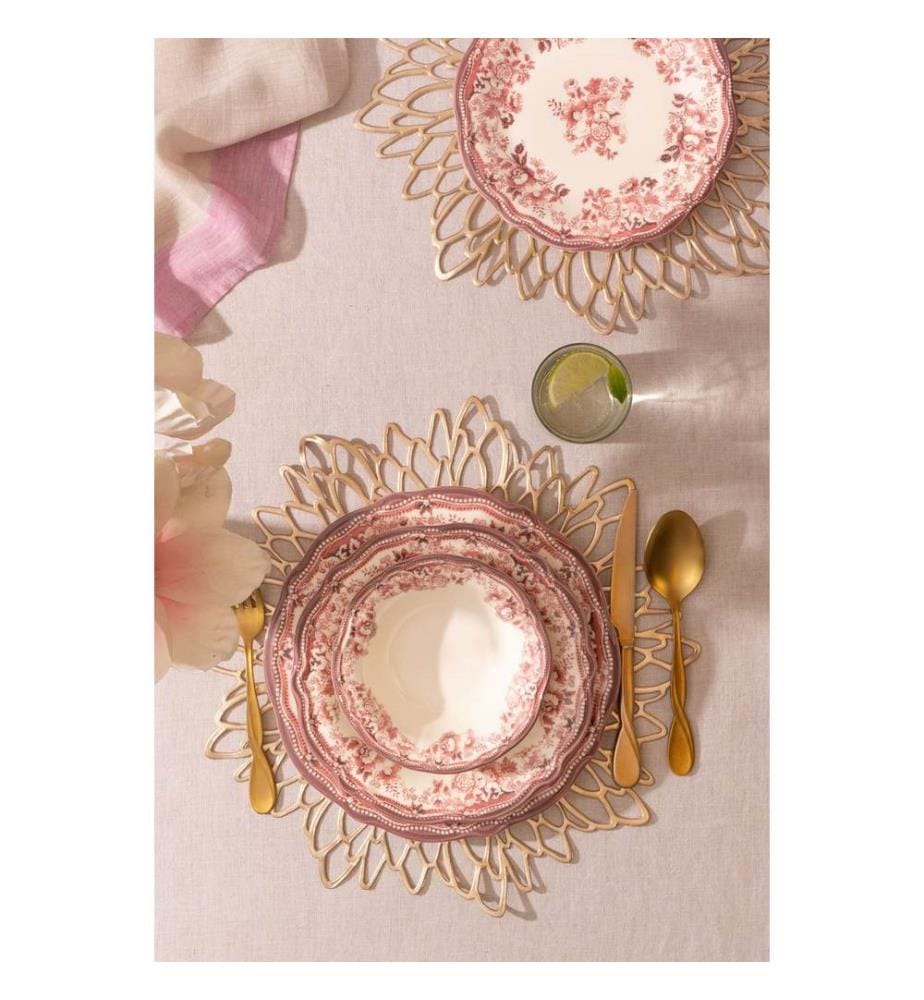 Service de table (24 pièces) - Blanc/Bordeaux