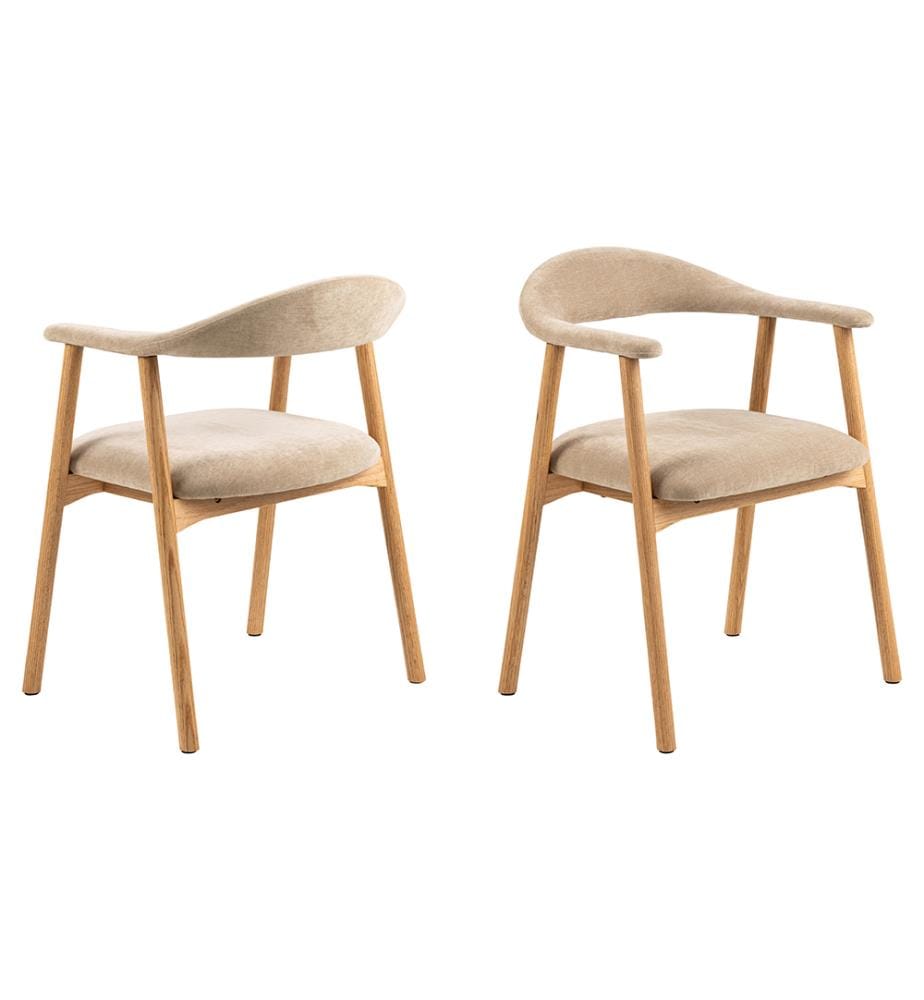 Lot de 2 chaises de salle à manger Addi avec accoudoir - Beige
