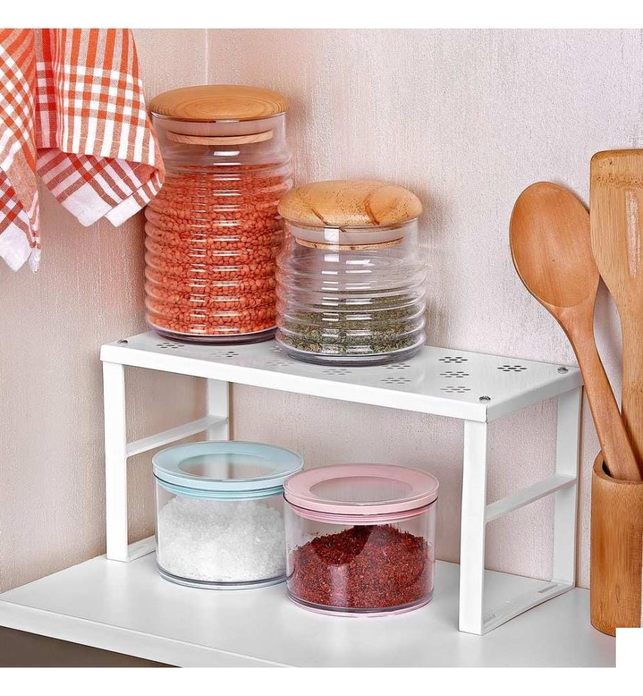Organisateur de cuisine, 4 pièces, 100 % métal inoxydable, blanc