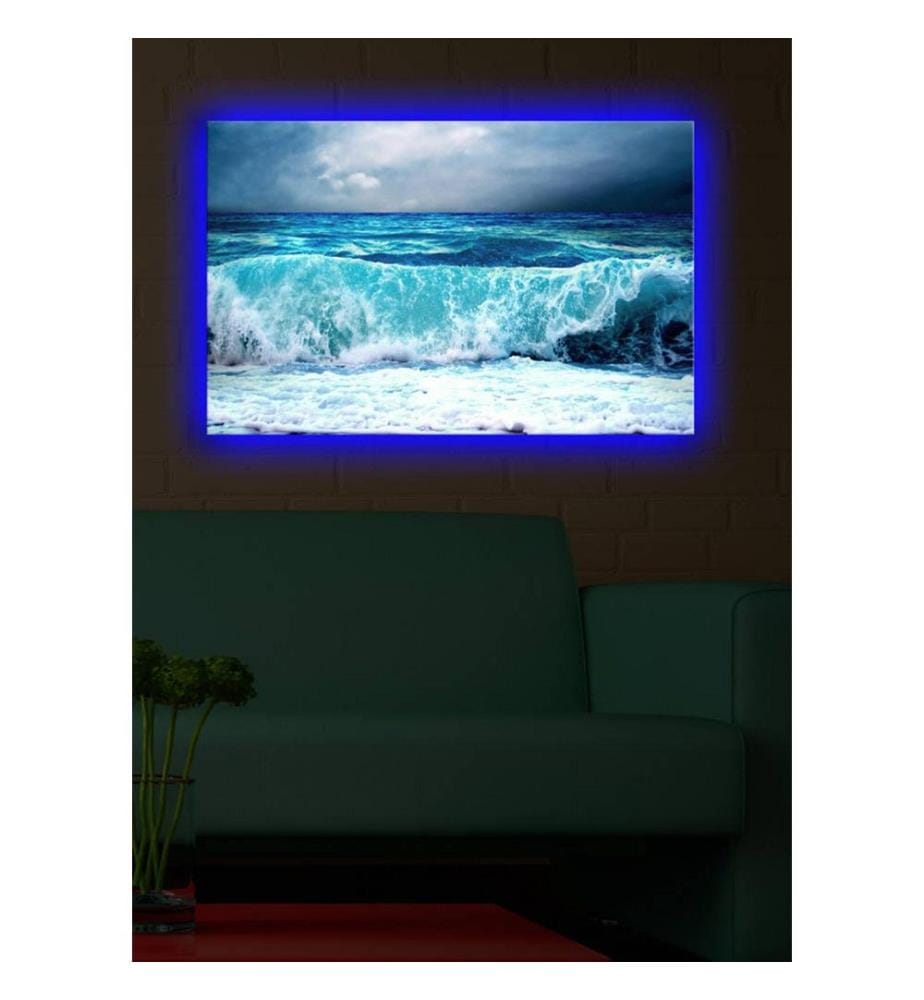 Peinture sur toile décorative éclairée par LED, multicolore, toile en daim
