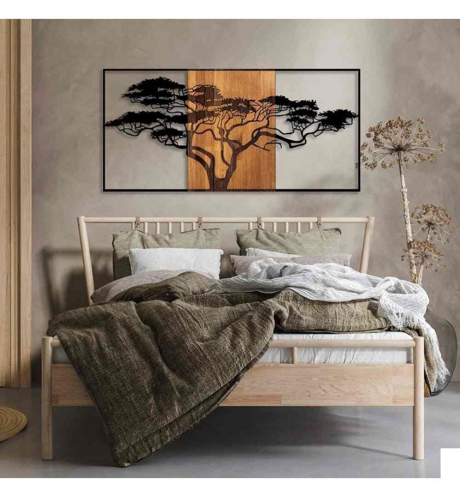 Accessoire mural décoratif en bois, noyer noir, 50% bois - 50% métal