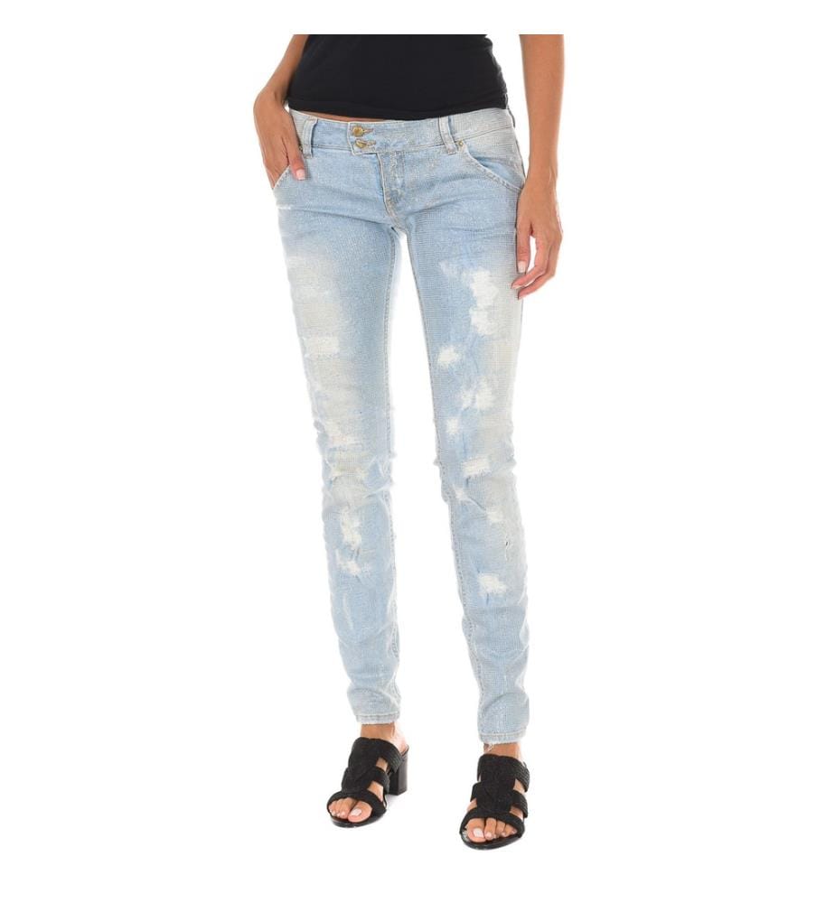 Pantalon long en denim à effet déchiré et bas étroits