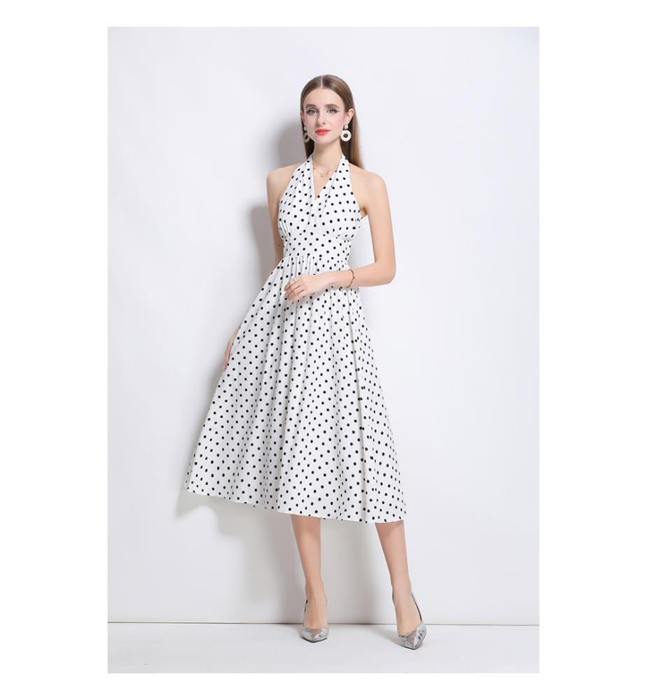 Robe longue ajustée vintage sans manches - Blanc
