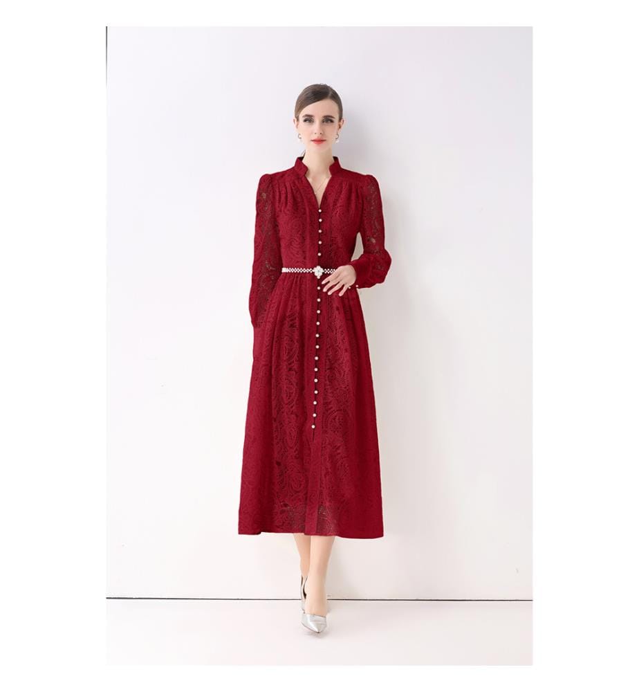 Robe longue élégante vintage - Vin