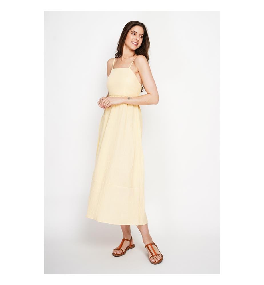 Robe Longue d'Été à Bretelles réglable - Jaune