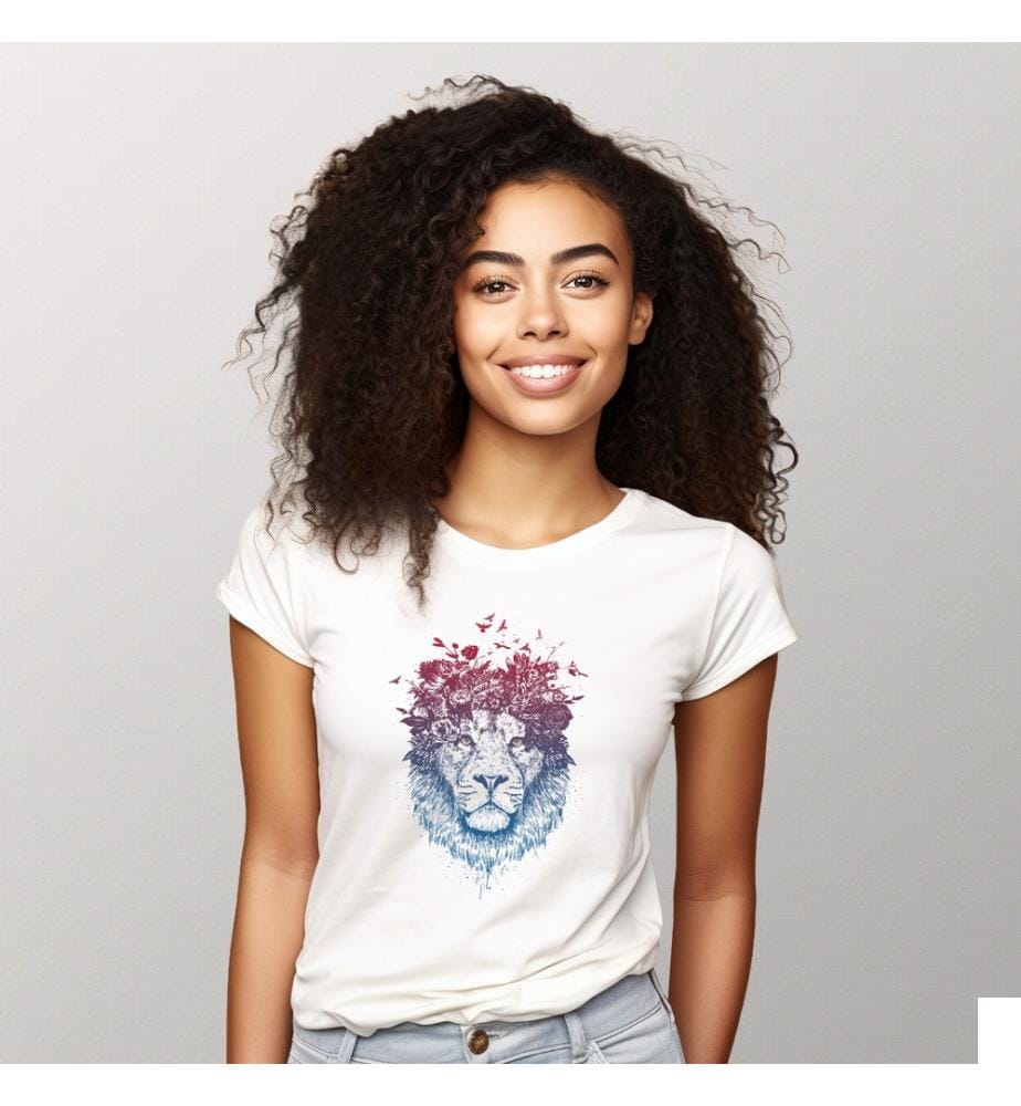 T-Shirt Blanc Floral Lion