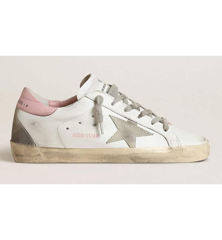 WoSuper Star avec étoile en daim gris et talon en cuir rose