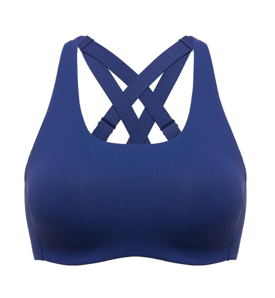 Soutien-gorge sans fil Power On à bonnets moulés avec bretelles et dos nageur - Marine