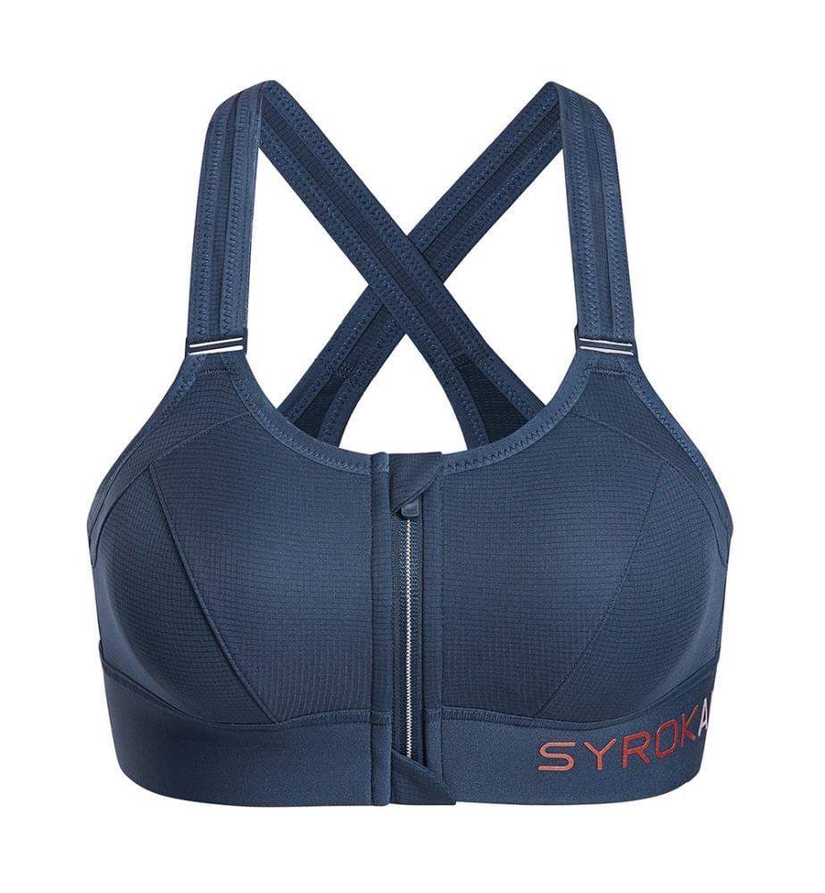 Soutien-gorge de sport à impact élevé, large et rembourré, avec fermeture éclair sur le devant - Marine