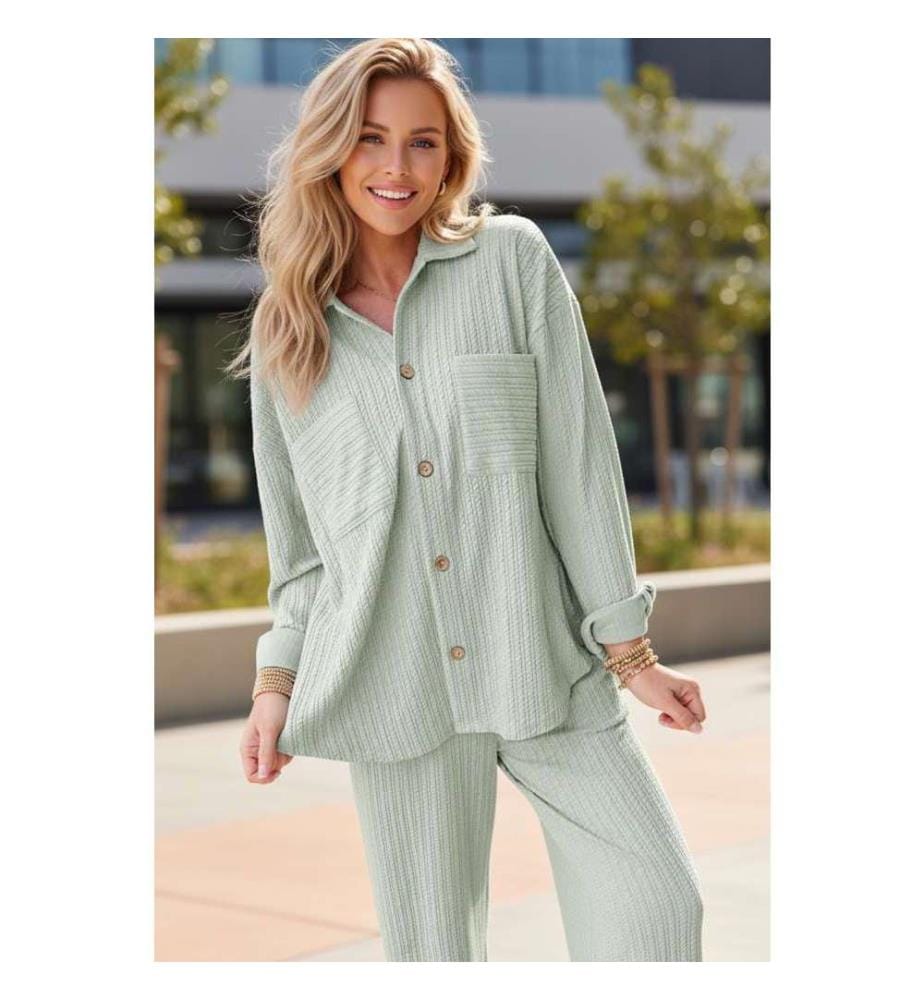 Ensemble 2 pièces chemise et pantalon - Aqua
