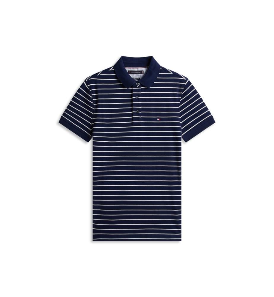 Polo Slim en Piqué 1985 - Marine et Blanc