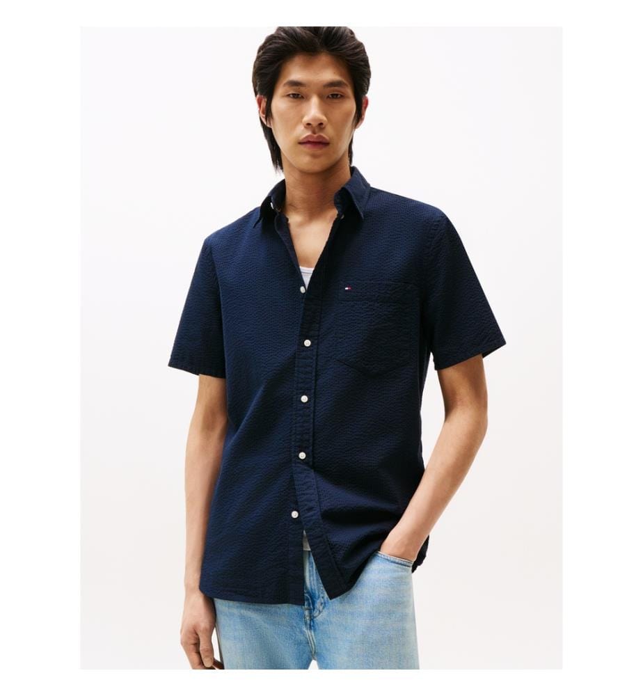 Chemise Seersucker Unie SS Regular Fit - DW5